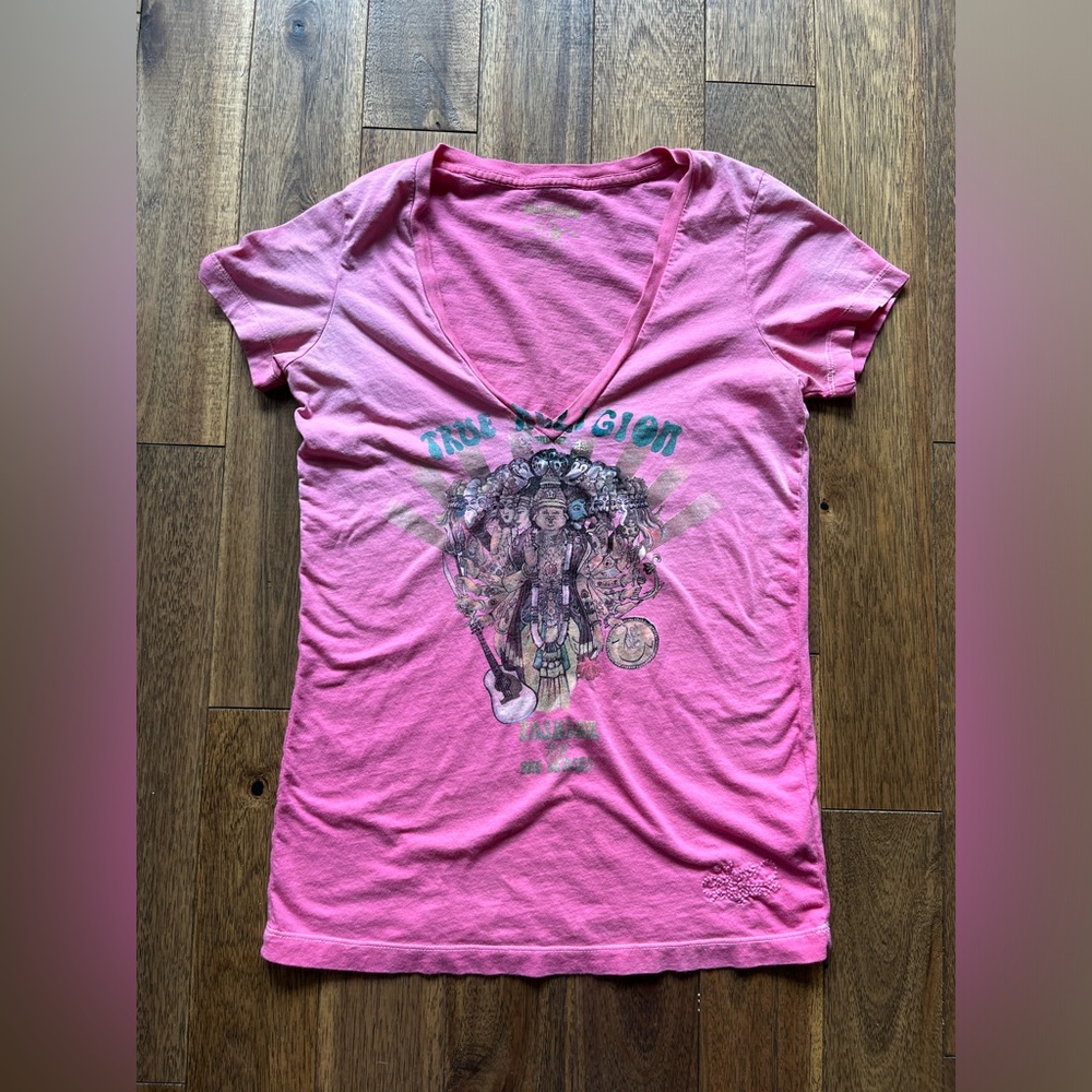 True Religion Distressed Vintage Tee Shirt, Small